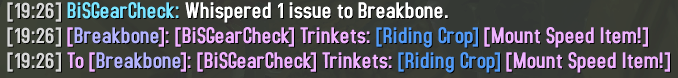 BISGearCheck Raid Scan whisper issues to a player