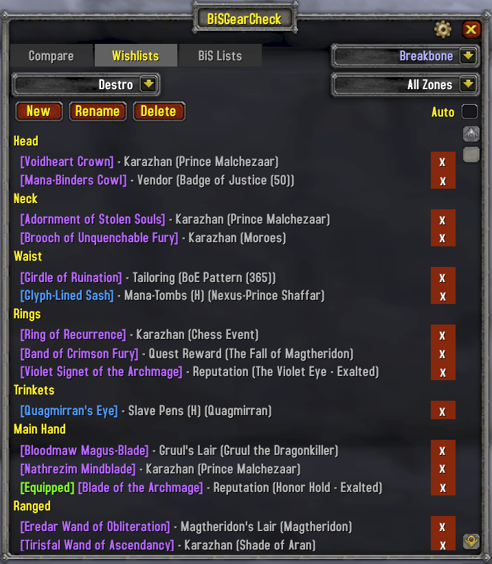BISGearCheck Wishlists tab